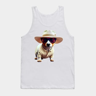 The High Life: Billionaire Dachshund in a White Fedora Tee Tank Top